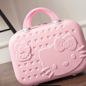 Brand New Hello Kitty 14-inch Waterproof ABS Cosmetic Travel Case, (Light Pink)